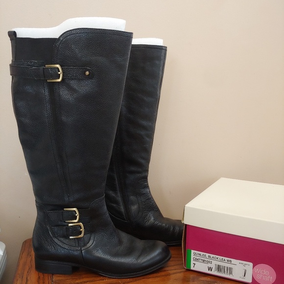 NATURALIZER Knee High 7W Wide Shaft Leather Boots - Picture 1 of 8